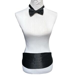 Men’s Fashion Depot Adjustable Cummerbund & Bow Tie Set Black One Size Fits Most